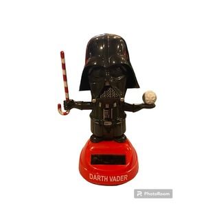 Rare Disney Star Wars Darth Vader Christmas Solar Bobble Head NIP! Candy Cane